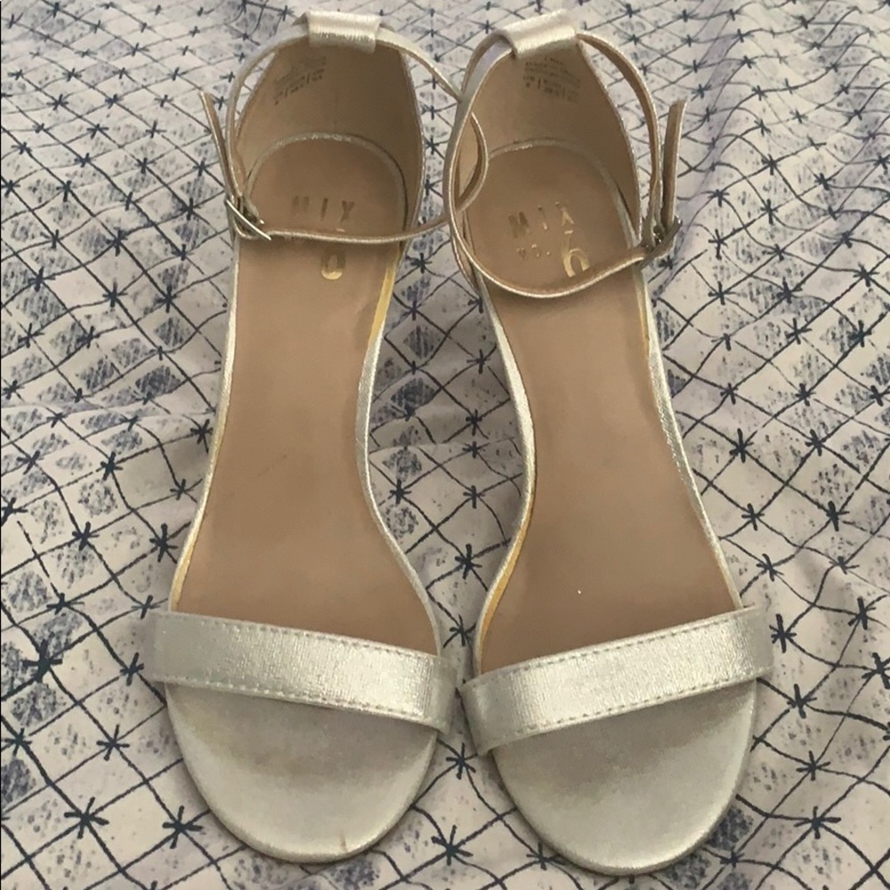 Silver strappy heels